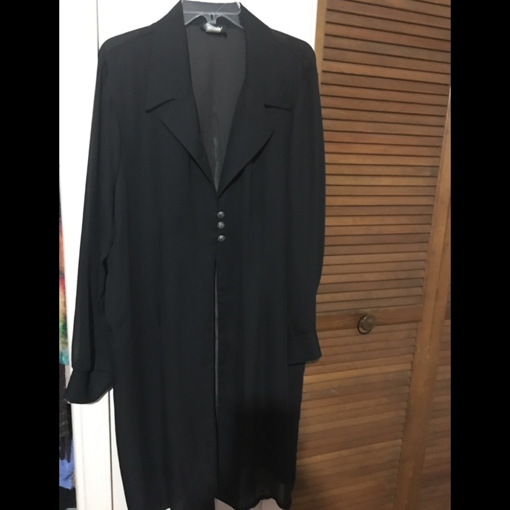 SHEER BLACK LONG DUSTER